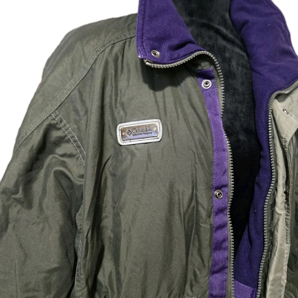 Columbia Men's Sz M Radial Sleeve Green Purple Vintage Jacket‎ Full Zipper Retro